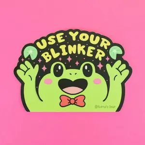 Turtle's Soup Use Your Blinker Frog Peek-a-Boo Large Car Vinyl Sticker Weatherproof Vehicle Decal