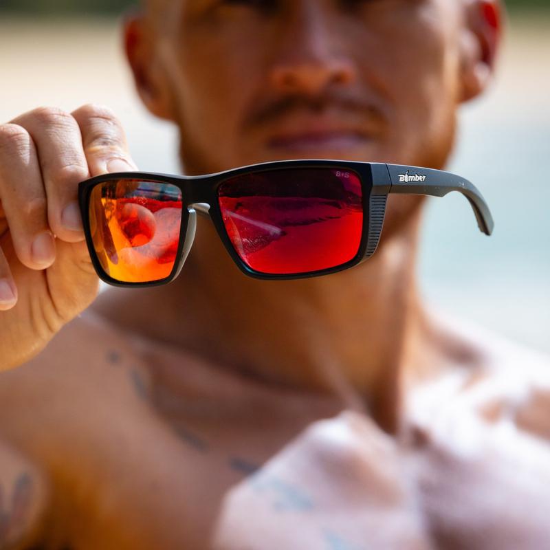 THERMO BOMB ANSI Z87+ Safety Rated Lightweight Modern Frame 5 Base Lens Integrated Side Shields Keyhole Bridge Styling 2 Tone Smoke Crystal Frame OR Matte Black Frame THERMO BOMB ANSI Z87+ Safety Rated Lightweight Modern Frame 5 Base Lens Integrated Side Shields Keyhole Bridge Styling 2 Tone Smoke Crystal Frame OR Matte Black Frame