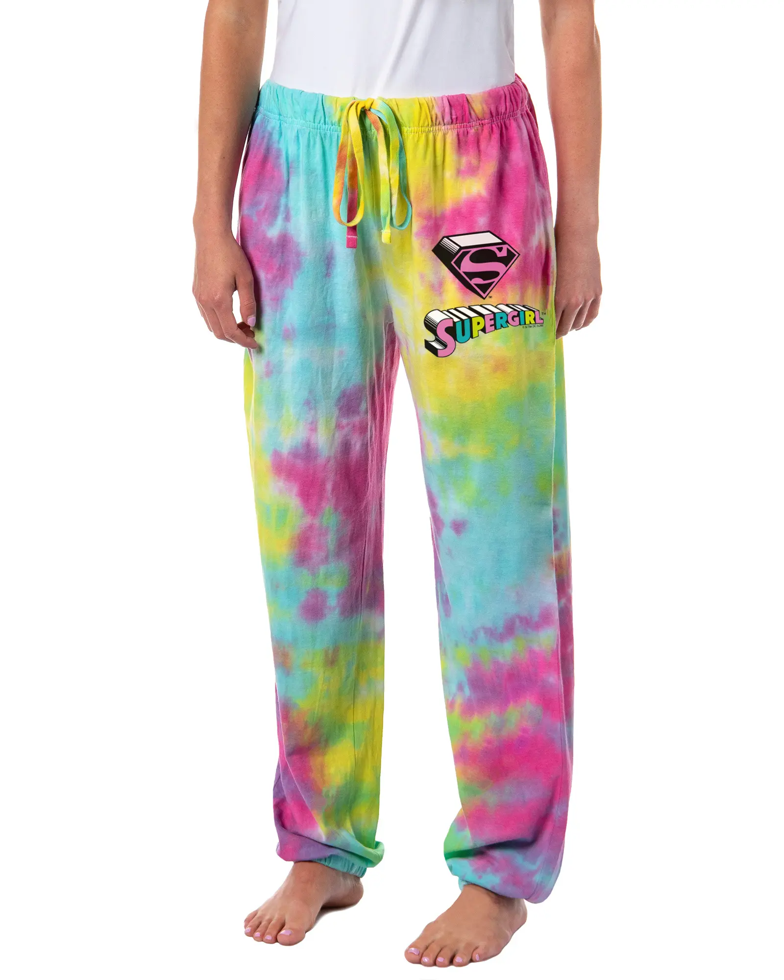 DC Comics Supergirl Jogger Pajama Pants Women's Rainbow Logo