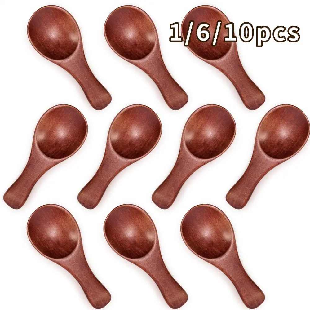 Mini Wooden Spoons Utensils Set of 1/6/10 Pieces, Cute Small Spoons for Spices, Bath Salts, Cereal, Sugar, Coffee, Desserts, Best Gift, Sugar Scoop, Tea Scoop