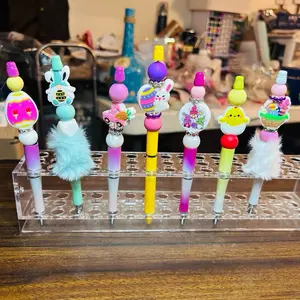 Easter Beaded Pens with Adorable Bunny Chick and Egg Designs Perfect for School and Office Supplies