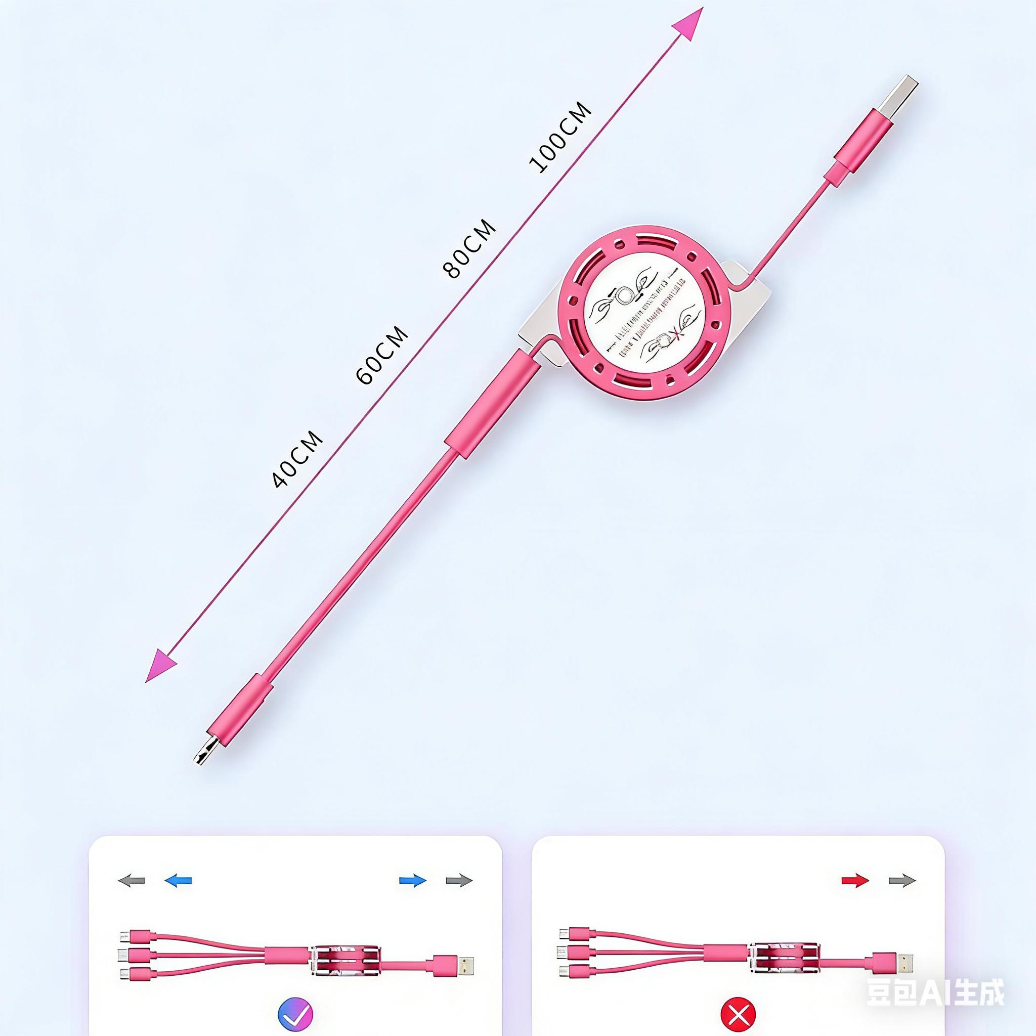 3-in-1 Bling Charger Cable Heart Rhinestone Crystal Sparkly Aesthetic Cute Car Decoration Phone Gift for Girls Women Viral TikTok