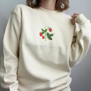 Strawberry Fields Crew Embroidered Crew | Cute Crewneck Sweatshirt for Summer