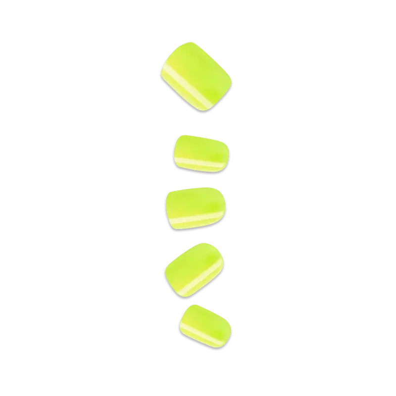 Impress Color No Glue Fake Press On Nails - Brillix | Solid, Yellow, Short, Squoval, Manicure