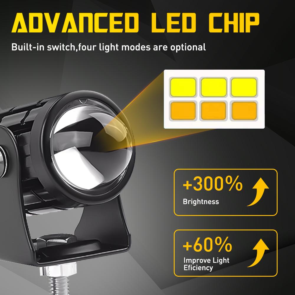 2x LED Motorcycle Spot Light Headlight Driving Fog Auxiliary Lamp Yellow White