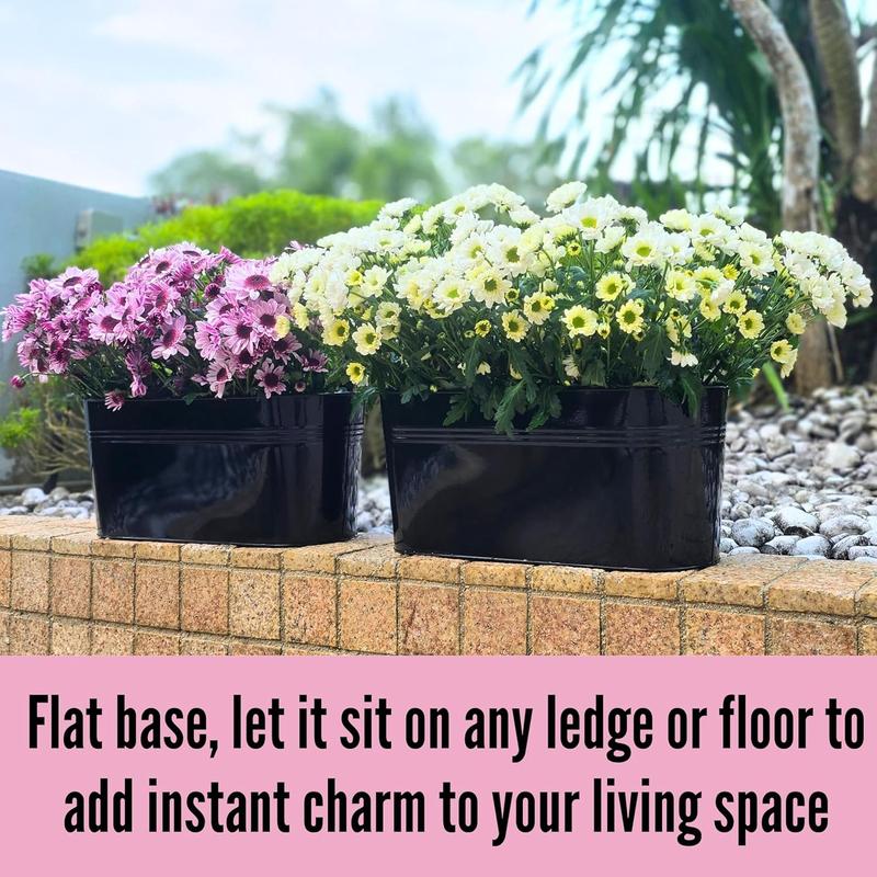 Lalagreen outdoor plants rail planter 16 inch  black metal iron hanging flower pots deck railings fence buckets modern boho style wall mount window boxes plant holder hooks porch home decor