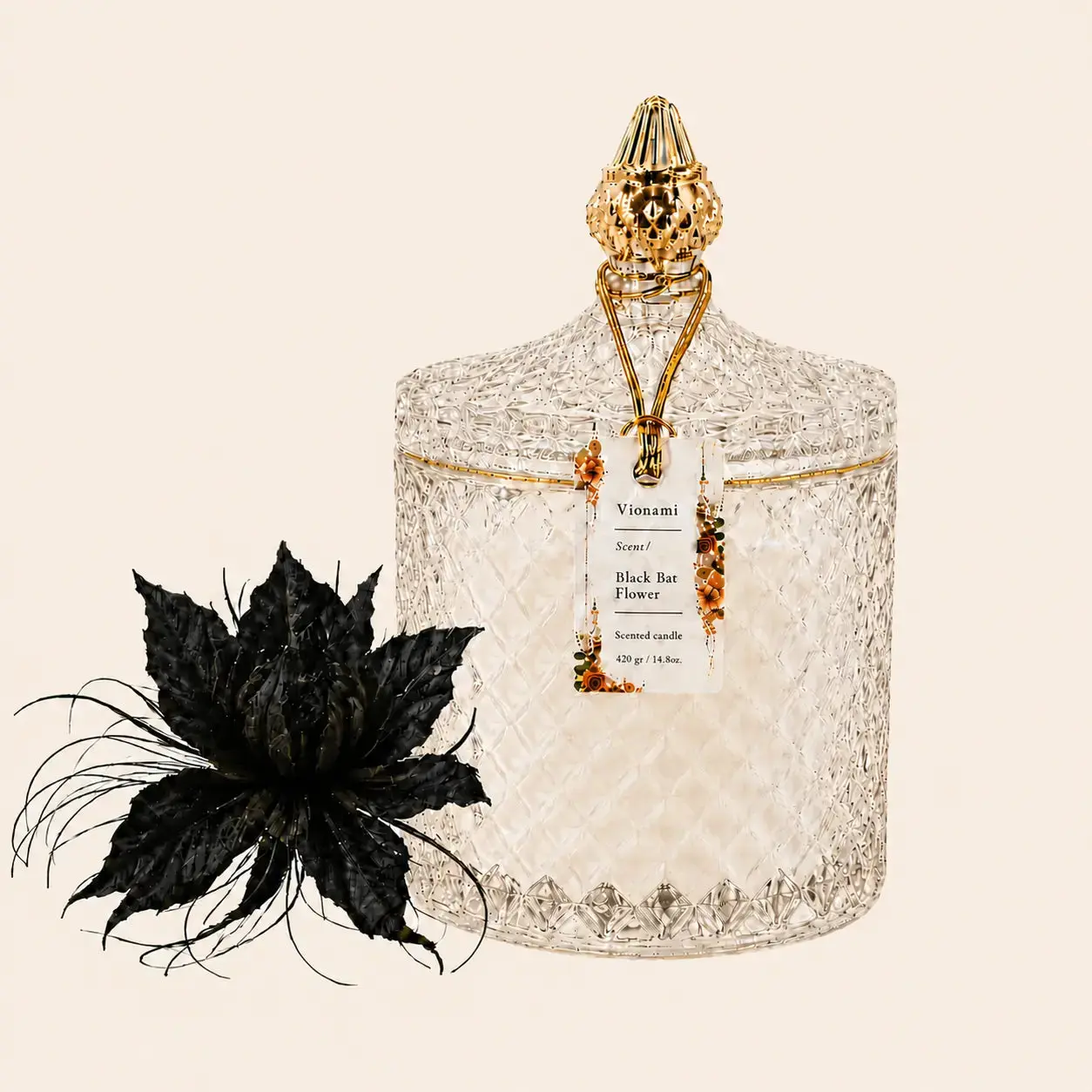 Luxury Scended Candle Gift - Black Bat Rare Flower Fragrance In Elegant Jar