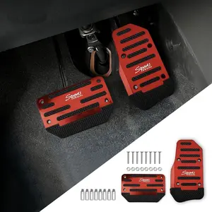 2-Pack Anti-Slip Car Pedals, Alloy Brake, Accelerator, Clutch Pedal Set, Suitable for Cars, Suvs, Atvs, Durable Rubber Foot Pads