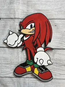 Knuckles Glossy Artistic Solid Wood Sign Wall Decor - Paint-Accented Character-Themed, Hand-Designed, Mascot, Novelty Wall Art for Home Rooms, Character-Themed Wall Arts, Hand-Designed Wall Arts