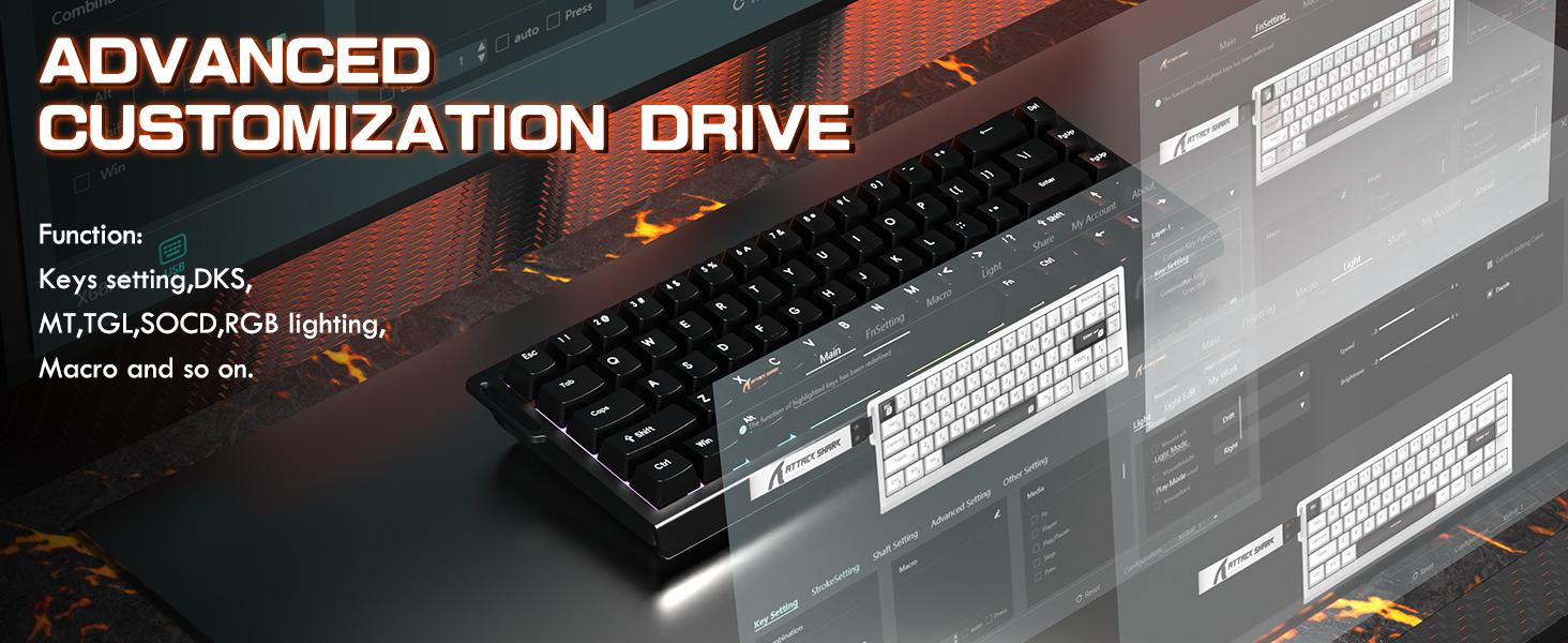 ATTACK SHARK X68 HE Rapid Trigger Mechanical Gaming Keyboard 60% Wired TKL with Adjustable Actuation,Hall Effect Magnetic Switch,8KHz Polling Rate,RGB Backlit,Top Mount for  PC Mac Esport Gamer pc accessories