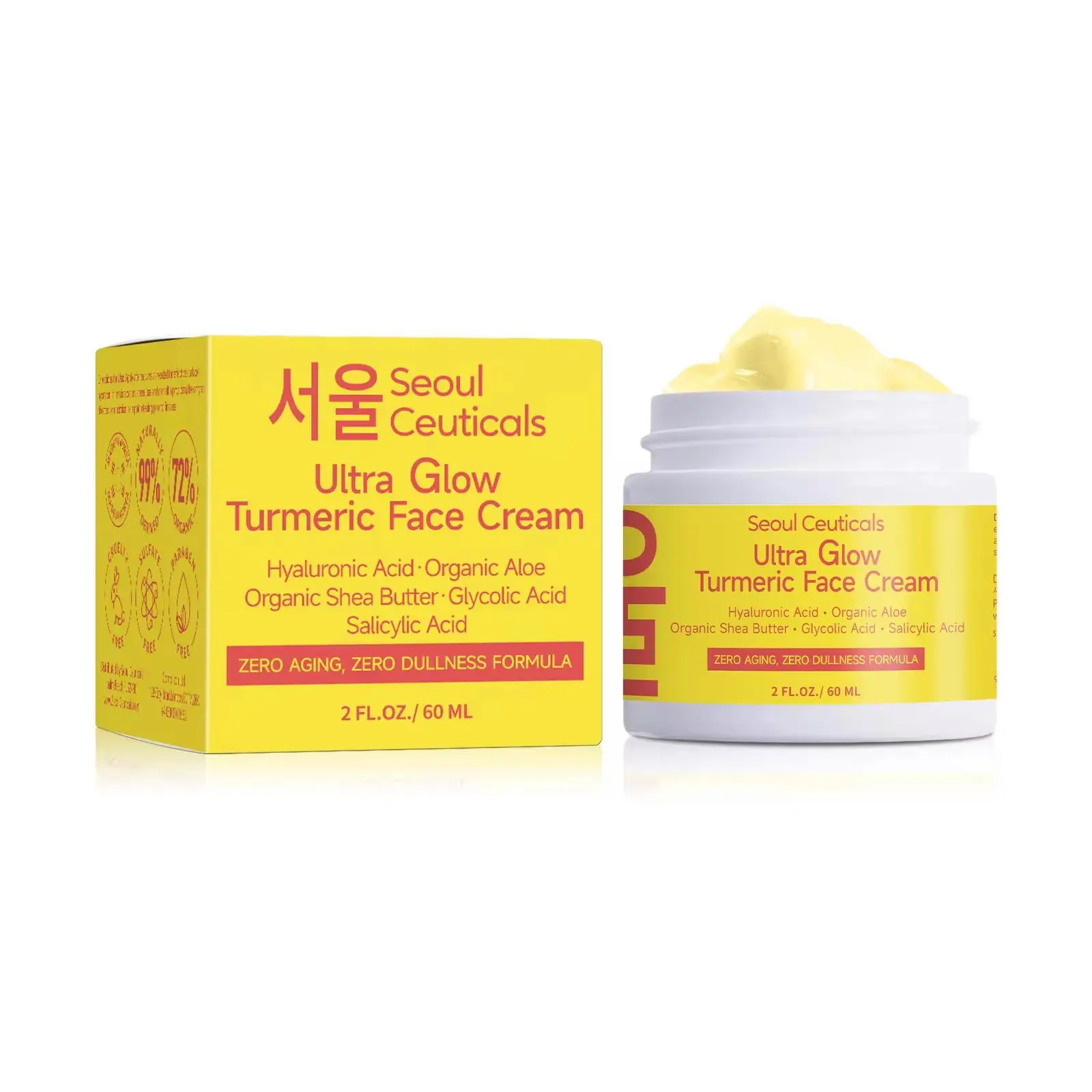 Ultra Glow Turmeric Face Cream Moisturizer Organic Skincare Calming Aloe Vera Glycolic Acid Glycolic Hyaluronic Glycolic woman mom wife Golden Hour Body Care Essentials Set