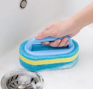 Kitchen Bathroom Toilet Cleaning magic sponge Glass Wall Cleaning Bath Brush Handle Sponge Ceramic Window Slot Clean Brush