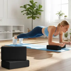 High-Density Foam Yoga Blocks Set - Black 2 Pcs