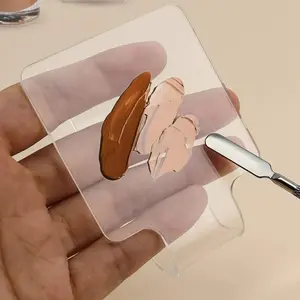 Acrylic Makeup Palette, Transparent Cosmetic Mixing Palette with Scraper, Square Foundation Art Palette, Handheld Cosmetic Mixing Palette