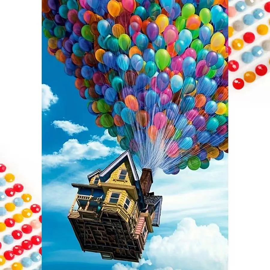 1 set of DIY diamond painting kit, 5D diamond art kit, DIY decoration for house, balloons, sky mosaic, diamond art, DIY art home decor, Handcraft.