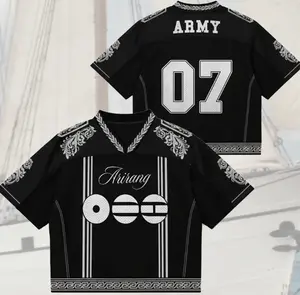 Arirang Bangtan Dark Mesh Football Jersey – Kpop Concert Fit, Streetwear Fan Merch Shirt