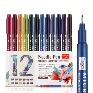 Needle Pen Gel Ink Rollerball Pen Set, 1 Set/2 Sets/3 Sets(12pcs/set) 0.5mm Extra Fine Point Fineliner Pen, Quick-drying Waterproof Fineliner Pen, Art Supplies