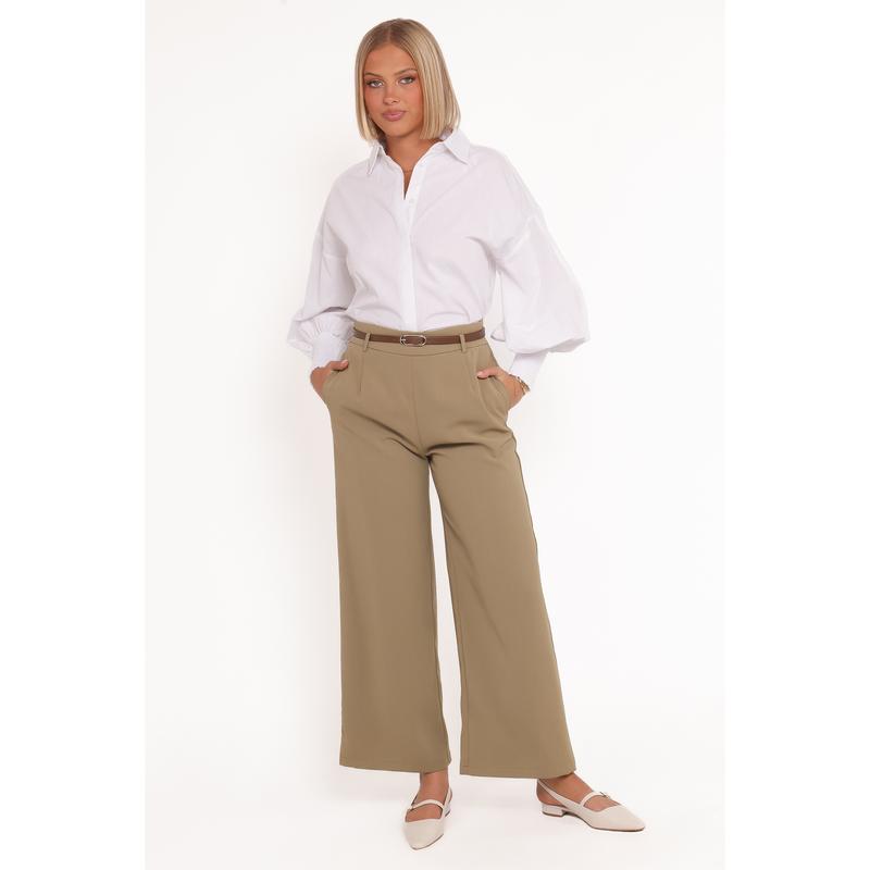 Ceres Belted Wide Leg Pant - Olive