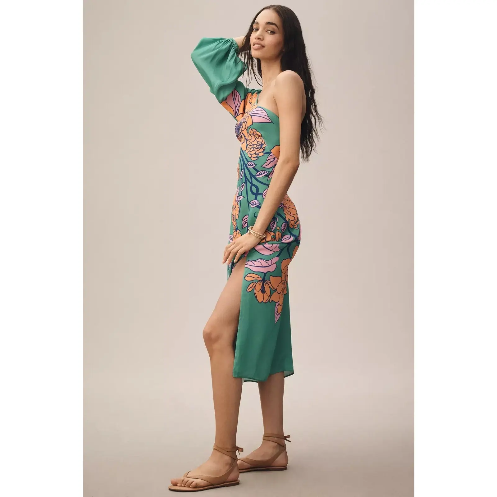 Farm Rio One-Shoulder Floral Midi Dress Large Petite LP Green Pink - TikTok Shop Farm Rio One-Shoulder Floral Midi Dress Large Petite LP Green Pink - TikTok Shop