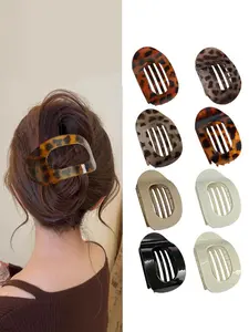 4pcs Plain Acrylic Hair Clips, Hair Claw, Strong Hold, Suitable for All Hair Types, Elegant No-Trace Design, Daily & Party Accessories
