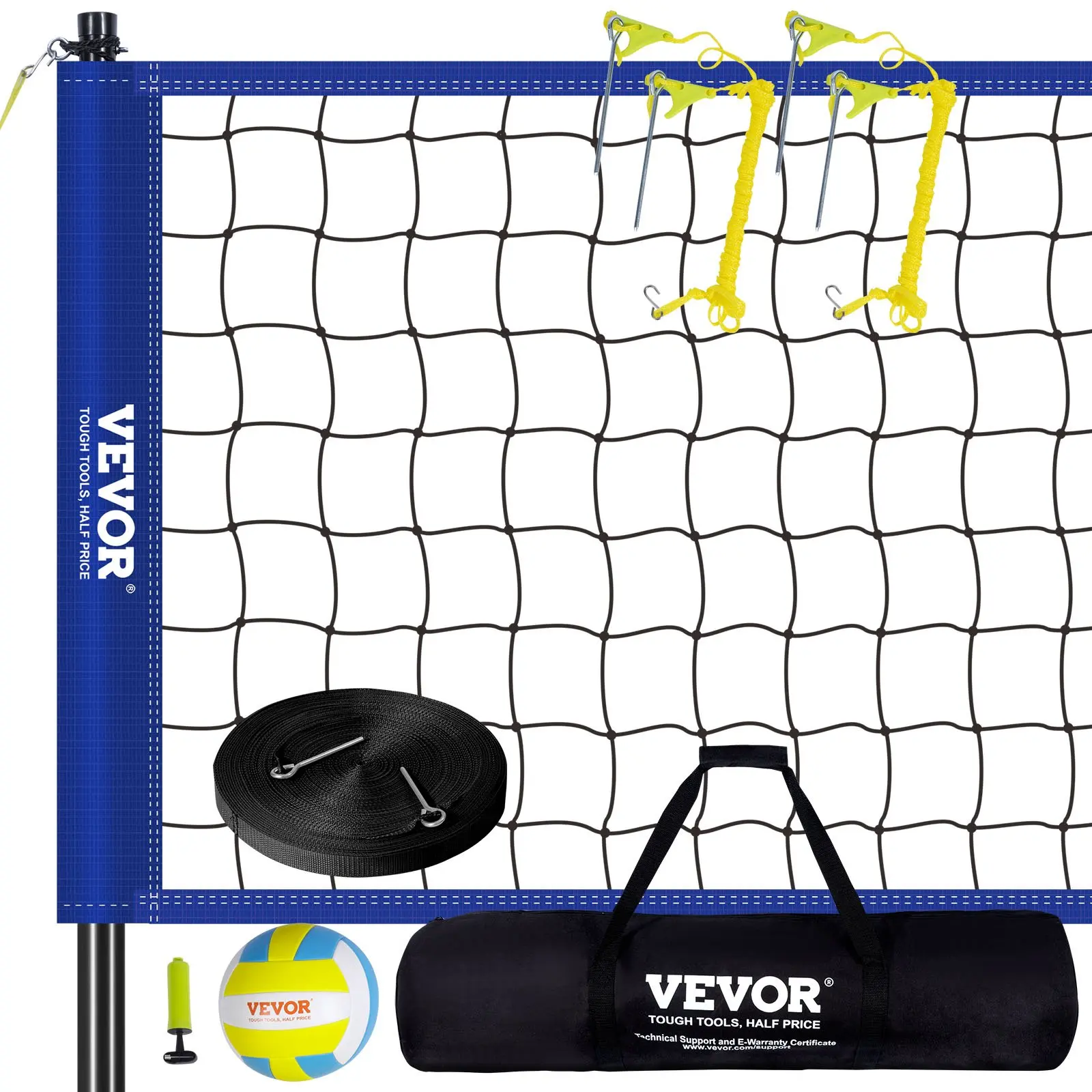 【summerfinds】VEVOR Outdoor Portable Volleyball Net System, Adjustable Height Steel Poles, Professional Volleyball Set with PVC Volleyball, Pump, Carrying Bag, Heavy Duty Volleyball Net for Backyard, Beach, Lawn