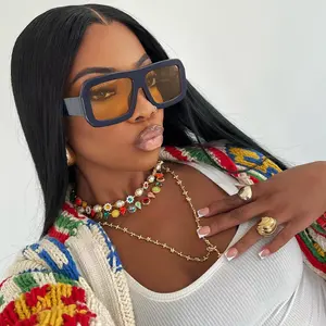 Men's And Women's Fashionable Retro Sunglasses With Oversized Square Frames