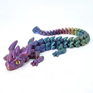 11.8in Modern 3D Printed Oriental Dragon Figurine - Large Flexible Joint Movable Model, Handmade Animal Statue, House Decor Gift