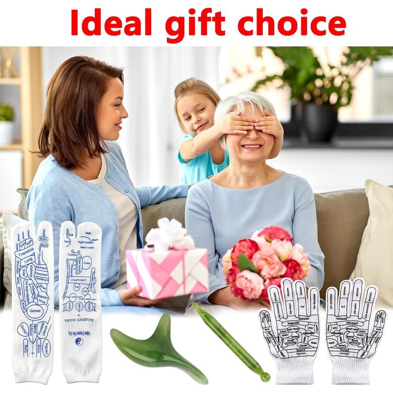 YAMMI Reflexology Socks with Tools and Gloves Set, Unisex Pressure Point Socks with Reflexology Tools, Acupuncture Socks Kit for Foot Massage, Foot Massage Sock Guide Body Care Comfort