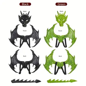 Set of Dragon Wings Tail Mask Cosplay for Halloween Party Decoration, Stage Performance Props, and Events