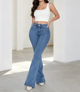 Women's High-Rise Slimming Stretch Denim Everyday Style Wide-Leg Flare Bellbottoms - Womenswear Bottoms Jeans