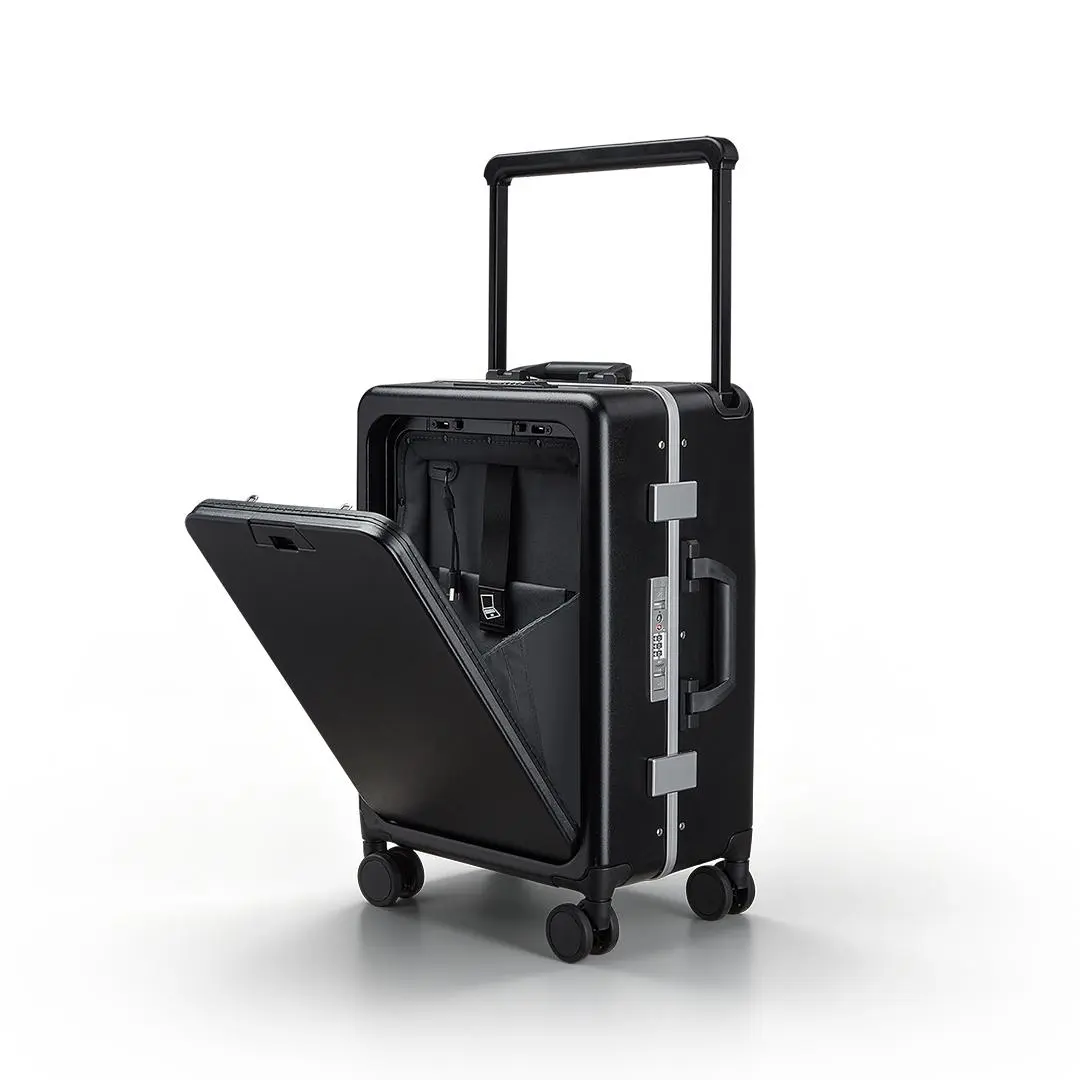 Front-Opening Carry-On Luggage, Innovative Wide-Handle Design, Carry-On/Checked Luggage, USB Charging Port, TSA-Approved Lock, Silent 360° Spinner Wheels With Brakes, Wet/Dry Separation Compartment, Scratch-Resistant & Durable Polycarbonate Material., Usb