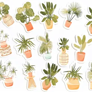2 1/2 inch house plant waterproof stickers. Laptop stickers. Water bottle stickers. Phone case stickers. Green stickers. Plant stickers. Crafting stickers. Bullet journal stickers.