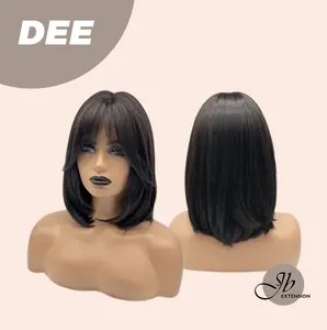 JBEXTENSION 14 Inches Midnight Brown( Black/Brown) Wig with Bangs DEE