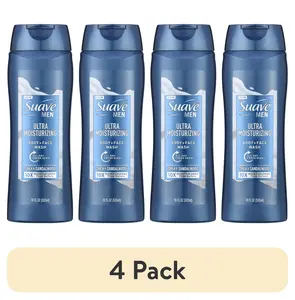 (4 Pack) Suave Men Face & Body Wash, with Shea Butter & Coconut Oil, All Skin Types 18 Oz Unilever