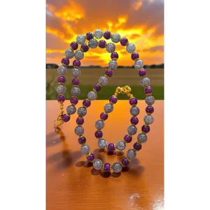 Plum & Gray Beaded Jewelry Set       (4786)