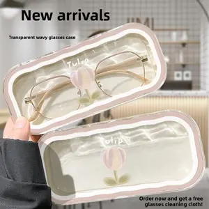 Cute Style Flower Eyeglass Case High-Value Myopia Glasses Portable Anti-Pressure Myopia Sunglasses Student Storage Box Simple Ins