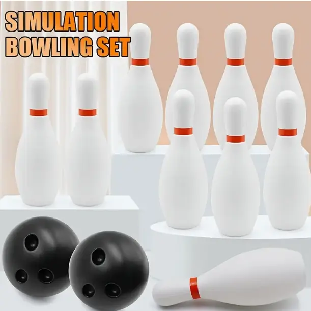 Kids' 12-Piece ABS Plastic Mini Bowling Set - 10 Pins, 2 White Balls, Ages 3-4 Years+, Indoor/Outdoor Sports Toy, Safe Play, Realistic Fun, Ideal for Birthdays/Holidays