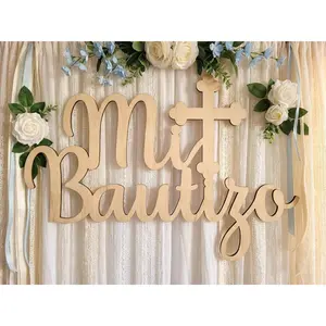 Mi Bautizo With a Cross Stacked Wood Sign Mi Bautizo With a Cross Stacked Wood Sign