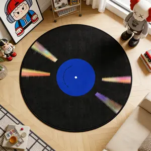 Vintage Vinyl Record Carpet, Round Creative Music Mat, Comfortable Circular Rug, Hand Wash Only, Suitable for Living Room Bedroom Bathroom Kitchen Corridor Home Decor