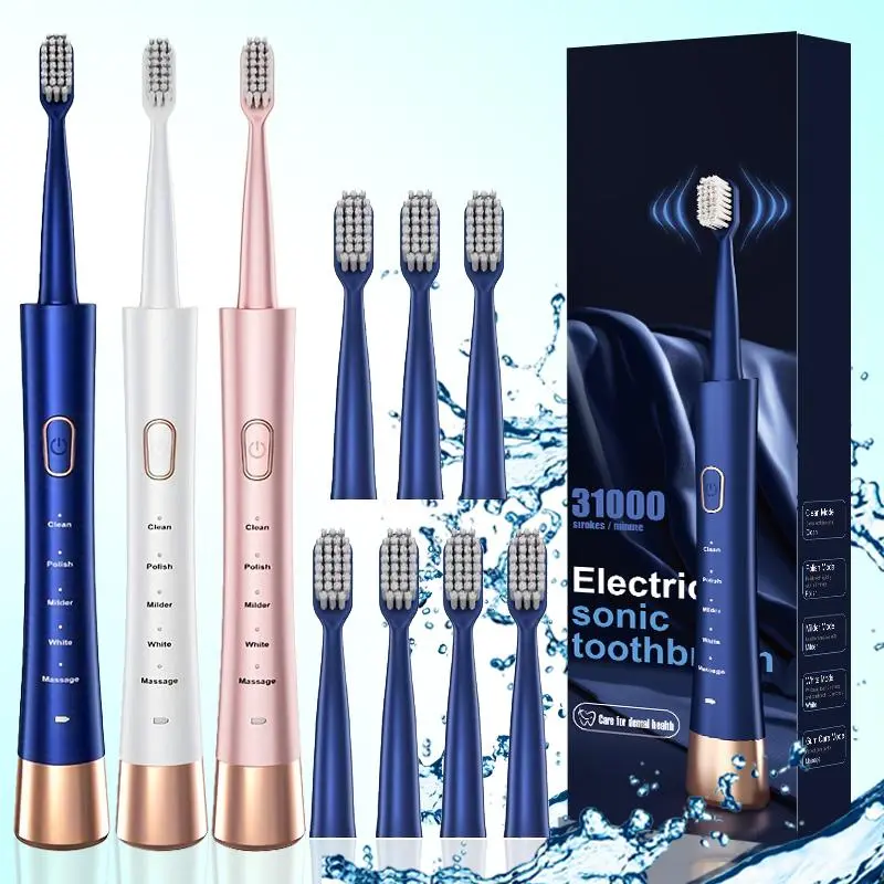 Electric Toothbrush Set, 1 Set Rechargeable Sonic Teeth Cleaning Toothbrushes Including 7 Replacement Brush Heads, Oral Care Products for Adults, Rechargeable Electronic Toothbrushes, Oral Care Tools, Cordless Teeth Cleansing