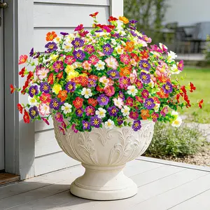 Der Rose 24 Bundles Fake Flowers Artificial Flowers Bulk Daisy for Outdoor Spring Garden Porch Farmhouse Decor