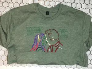 Blacque Unicorn Imagery "Fell in Love" Shirt Featuring Peter Starlord & Gamora with Excellent Detailing for Marvel Fans - Womenswear Embroidered apparel