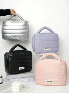 Minimalist Shining Y2K Foam Cosmetic Bag, Large Capacity Detachable Makeup Bag with Handle, Multi-functional Shockproof Toiletry Bag & Travel Organizer, Travel Cosmetic Bags, Travel Essentials