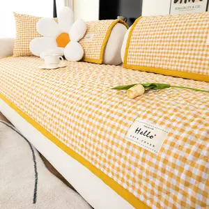 Cottage Style Checkered Sofa Cover, Pet-Friendly Polyester Fabric, Anti-Slip Dustproof, Suitable for Single to Four-Seat Sofas, Washable Sofa Slipcover
