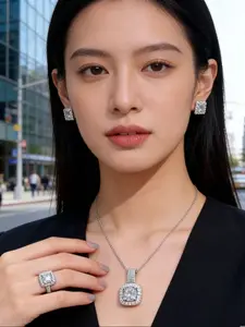 3 Piece Set Necklace Earrings Ring Jewelry Gift, Creative Beautiful Fashion Versatile Memorial Present, Stylish Accessory for Women