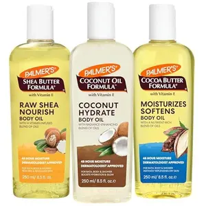 Palmer's Body Oil Variety Pack, Cocoa Butter, Coconut, and Shea, Dermatologist Approved, Instant Absorption, Bath, Body & Shower, 3 Pack (8.5 oz x 3)