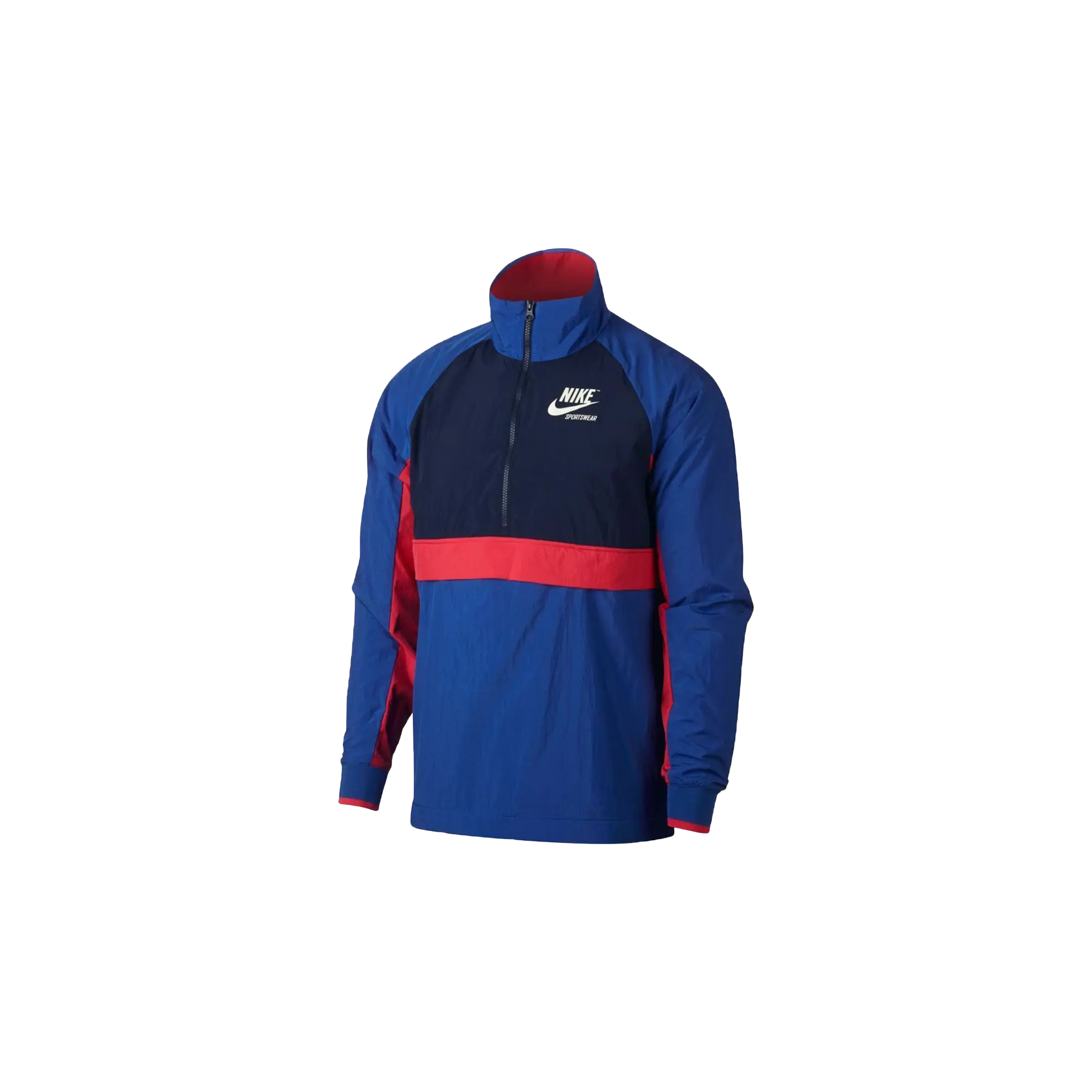 Half Zip Woven Archive Athletic Rain Jacket "Deep Royal Blue / Obsidian / White" 921743 480