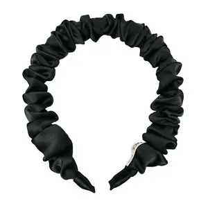 Gemma Ruched Satin Headband - Onyx