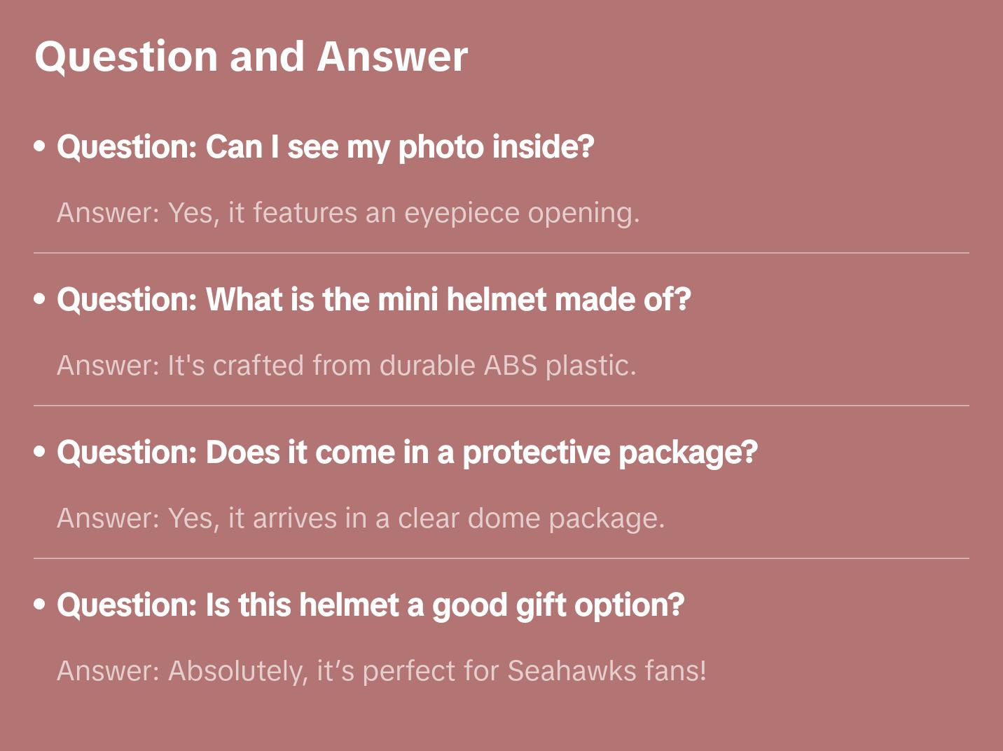 Seattle Seahawks NFL Mini Helmet - Picture Inside