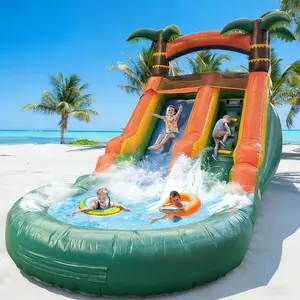 Water Slide Commercial, 21FT Big Water Slide for Kids and Adults with Powerful 950W Blower & Water Tube,100% Commercial Grade PVC Inflatable Adult Water Slides with Splash Pool (Green, 21x12x9FT)